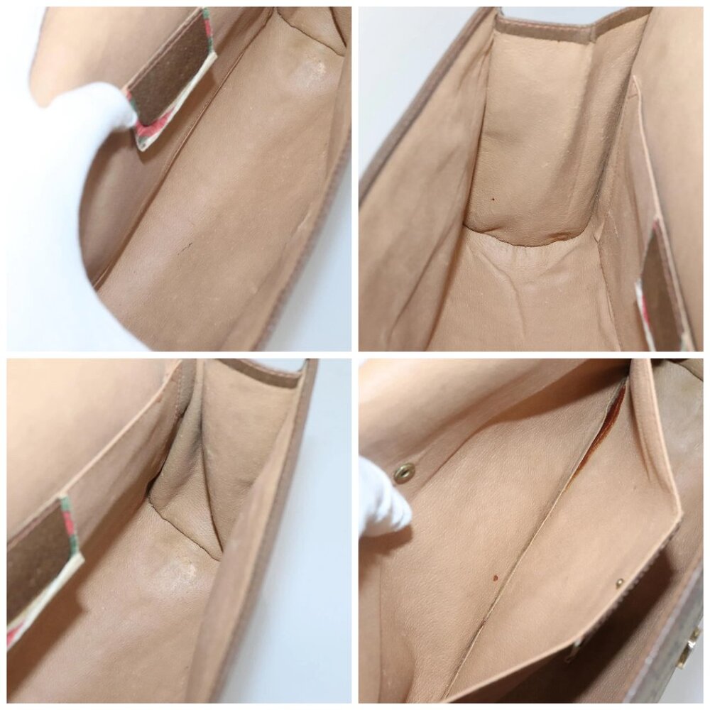 GUCCI GG Supreme Web Sherry Line Clutch Bag PVC Beige Gold 89 01 031 Auth 139970 - Picture 15 of 15